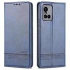 For vivo S10 Pro AZNS Magnetic Calf Texture Horizontal Flip Leather Case with Card Slots & Holder & Wallet(Dark Blue) - 1