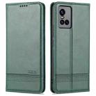 For vivo S10 Pro AZNS Magnetic Calf Texture Horizontal Flip Leather Case with Card Slots & Holder & Wallet(Dark Green) - 1