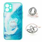For iPhone 12 mini Colored Drawing Starry Sky Epoxy TPU Shockproof Case with Ring Holder (Waves) - 1