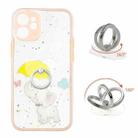For iPhone 12 mini Colored Drawing Starry Sky Epoxy TPU Shockproof Case with Ring Holder (Baby Elephant) - 1