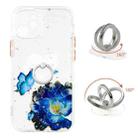 For iPhone 12 mini Colored Drawing Starry Sky Epoxy TPU Shockproof Case with Ring Holder (Blue Butterfly) - 1