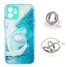 For iPhone 12 Colored Drawing Starry Sky Epoxy TPU Shockproof Case with Ring Holder(Waves) - 1