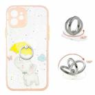 For iPhone 12 Colored Drawing Starry Sky Epoxy TPU Shockproof Case with Ring Holder(Baby Elephant) - 1