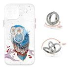 For iPhone 12 Colored Drawing Starry Sky Epoxy TPU Shockproof Case with Ring Holder(Owl) - 1