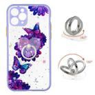 For iPhone 11 Colored Drawing Starry Sky Epoxy TPU Shockproof Case with Ring Holder (Purple Flower Butterfly) - 1