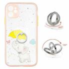 For iPhone 11 Colored Drawing Starry Sky Epoxy TPU Shockproof Case with Ring Holder (Baby Elephant) - 1