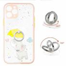 For iPhone 11 Pro Colored Drawing Starry Sky Epoxy TPU Shockproof Case with Ring Holder (Baby Elephant) - 1