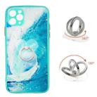 For iPhone 11 Pro Max Colored Drawing Starry Sky Epoxy TPU Shockproof Case with Ring Holder (Waves) - 1