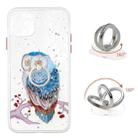 For iPhone 11 Pro Max Colored Drawing Starry Sky Epoxy TPU Shockproof Case with Ring Holder (Owl) - 1
