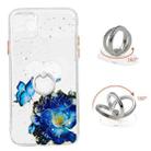 For iPhone 11 Pro Max Colored Drawing Starry Sky Epoxy TPU Shockproof Case with Ring Holder (Blue Butterfly) - 1