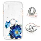 For iPhone X / XS Colored Drawing Starry Sky Epoxy TPU Shockproof Case with Ring Holder(Blue Butterfly) - 1