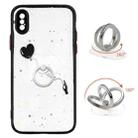 For iPhone X / XS Colored Drawing Starry Sky Epoxy TPU Shockproof Case with Ring Holder(Heart) - 1