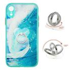 For iPhone XR Colored Drawing Starry Sky Epoxy TPU Shockproof Case with Ring Holder(Waves) - 1