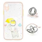 For iPhone XR Colored Drawing Starry Sky Epoxy TPU Shockproof Case with Ring Holder(Baby Elephant) - 1