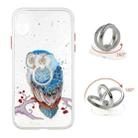 For iPhone XR Colored Drawing Starry Sky Epoxy TPU Shockproof Case with Ring Holder(Owl) - 1