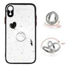 For iPhone XR Colored Drawing Starry Sky Epoxy TPU Shockproof Case with Ring Holder(Heart) - 1