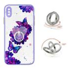 For iPhone XS Max Colored Drawing Starry Sky Epoxy TPU Shockproof Case with Ring Holder(Purple Flower Butterfly) - 1