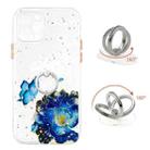 For iPhone 12 Pro Colored Drawing Starry Sky Epoxy TPU Shockproof Case with Ring Holder(Blue Butterfly) - 1