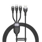 Baseus CA1T3-G1 66W USB to 8 Pin + Micro USB + USB-C / Type-C Flash Series Fast Charging Data Cable, Cable Length: 1.2m(Gray Black) - 1