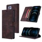For iPhone 13 mini TAOKKIM Skin Feel Calf Texture Horizontal Flip PU Leather Case with Holder & Card Slots & Photo Frame & Wallet (Coffee) - 1