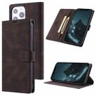 For iPhone 13 Pro Max TAOKKIM Skin Feel Calf Texture Horizontal Flip PU Leather Case with Holder & Card Slots & Photo Frame & Wallet (Coffee) - 1