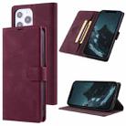 For iPhone 13 Pro Max TAOKKIM Skin Feel Calf Texture Horizontal Flip PU Leather Case with Holder & Card Slots & Photo Frame & Wallet (Red) - 1