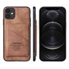 For iPhone 13 mini TAOKKIM Retro Matte PU Leather + PC + TPU Shockproof Back Cover Case with Holder & Card Slot (Brown) - 1
