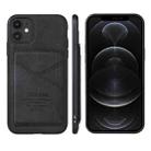 For iPhone 13 TAOKKIM Retro Matte PU Leather + PC + TPU Shockproof Back Cover Case with Holder & Card Slot(Black) - 1