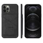 For iPhone 13 Pro TAOKKIM Retro Matte PU Leather + PC + TPU Shockproof Back Cover Case with Holder & Card Slot (Black) - 1