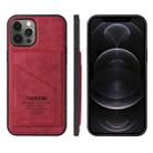 For iPhone 13 Pro Max TAOKKIM Retro Matte PU Leather + PC + TPU Shockproof Back Cover Case with Holder & Card Slot (Red) - 1