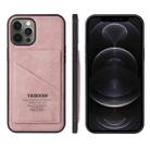 For iPhone 13 Pro Max TAOKKIM Retro Matte PU Leather + PC + TPU Shockproof Back Cover Case with Holder & Card Slot (Pink) - 1