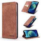 For iPhone 13 Pro TAOKKIM Retro Matte PU Horizontal Flip Leather Case with Holder & Card Slots (Brown) - 1