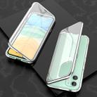 For iPhone 11 Ultra Slim Double Sides Magnetic Adsorption Angular Frame Tempered Glass Magnet Flip Case(Silver) - 1