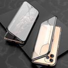 For iPhone 11 Pro Max Ultra Slim Double Sides Magnetic Adsorption Angular Frame Tempered Glass Magnet Flip Case(Black) - 1