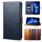 For iPhone 13 Pro GUSSIM Business Style Horizontal Flip Leather Case with Holder & Card Slots & Wallet (Blue) - 1