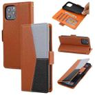 For iPhone 13 mini Litchi Texture Color Matching Horizontal Flip Leather Case with Card Slots & Holder & Wallet & Photo Frame (Brown) - 1