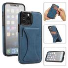 For iPhone 13 Pro Ultra-thin Shockproof Protective Case with Holder & Metal Magnetic Function (Blue) - 1