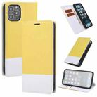 For iPhone 13 mini Cross Texture Color Matching Strong Magnetic Horizontal Flip Leather Case with Card Slots & Holder & Wallet (Yellow) - 1