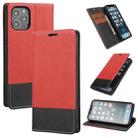 For iPhone 13 Cross Texture Color Matching Strong Magnetic Horizontal Flip Leather Case with Card Slots & Holder & Wallet(Red) - 1