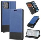 For iPhone 13 Cross Texture Color Matching Strong Magnetic Horizontal Flip Leather Case with Card Slots & Holder & Wallet(Blue) - 1