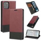 For iPhone 13 Cross Texture Color Matching Strong Magnetic Horizontal Flip Leather Case with Card Slots & Holder & Wallet(Crimson) - 1