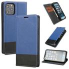 For iPhone 13 Pro Cross Texture Color Matching Strong Magnetic Horizontal Flip Leather Case with Card Slots & Holder & Wallet (Blue) - 1
