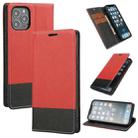 For iPhone 13 Pro Max Cross Texture Color Matching Strong Magnetic Horizontal Flip Leather Case with Card Slots & Holder & Wallet (Red) - 1