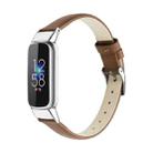 For Fitbit Luxe Leather Watch Band, Size:S(Brown) - 1