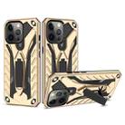 For iPhone 13 Pro Max Shockproof TPU + PC Protective Case with Holder (Gold) - 1