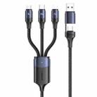 USAMS US-SJ511 U71 PD 100W USB-A to USB-C / Type-C to 8 Pin + USB-C / Type-C + Micro USB Two-to-three Aluminum Alloy Fast Charging Data Cable, Length(Black) - 1