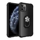 For iPhone 11 Shockproof  PC + TPU Protective Case with 360 Degree Rotating Ring Holder(Black Silver) - 1
