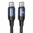 USAMS US-SJ526 U71 USB-C / Type-C to USB-C / Type-C 100W PD Fast Charging Aluminum Alloy Data Cable, Length:3m(Black) - 1