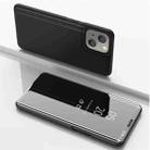 For iPhone 13 Plated Mirror Horizontal Flip Leather Case with Holder(Black) - 1