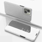 For iPhone 13 Plated Mirror Horizontal Flip Leather Case with Holder(Silver) - 1